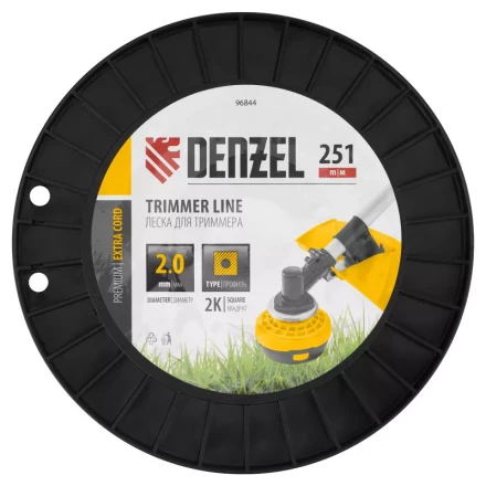 Леска для триммера двухкомпонентная квадрат, 2,0мм х 251м, на DIN катушке EXTRA CORD// Denzel 96844 купить в Уфе
