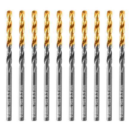 Сверло по металлу, 3,5 мм, HSS-Tin, Golden Tip, 10 шт. Denzel 717207 купить в Уфе