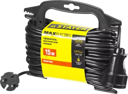 Удлинитель электрический &quot;MAXElectro&quot; на маленькой рамке, 15 м, 1 гнездо, STAYER 55014-15 купить в Уфе