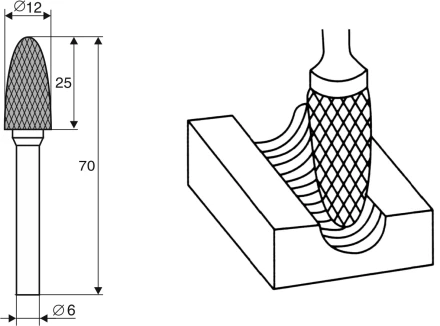 Борфреза Аркоподобная закругленная F 6х12 Энкор 21710 купить в Уфе