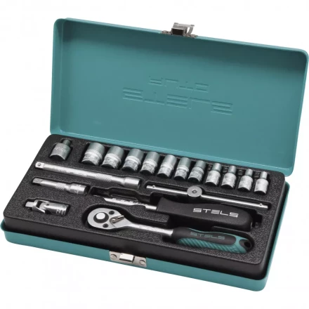Набор торцевых головок с трещоткой 1/4 18 предметов Stels 13573 купить в Уфе