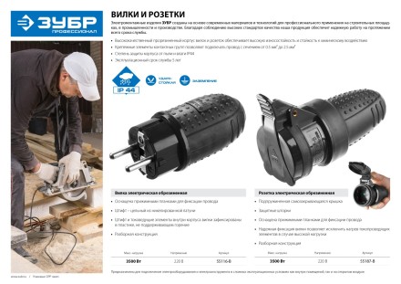 Розетки электрические 16А/220В IP44 серия ПРОФЕССИОНАЛ купить в Уфе
