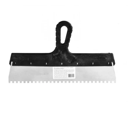 Шпатель  из нержавеющей стали 350 мм зуб 6 х 6 мм пластмассовая ручка 85141 купить в Уфе