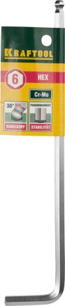 Ключ KRAFTOOL &quot;INDUSTRIE&quot; имбусовый, длинный c шариком, Cr-Mo, хромосатинированное покрытие, HEX 6 27437-6 купить в Уфе