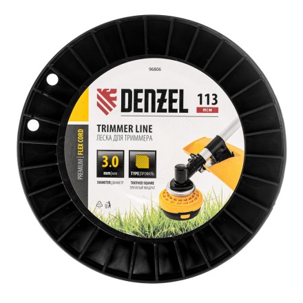 Леска для триммера зубчатый квадрат, 3,0мм х 113м, на DIN катушке FLEX CORD// Denzel 96806 купить в Уфе