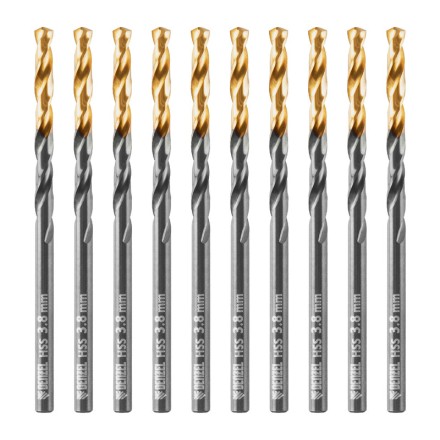 Сверло по металлу, 3,8 мм, HSS-Tin, Golden Tip, 10 шт. Denzel 717208 купить в Уфе