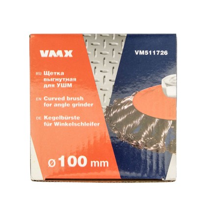 Щетка для УШМ М14/100 мм выгнутая сталь витая VMX 511726 купить в Уфе