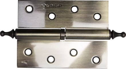 Петля дверная разъемная ЗУБР &quot;ЭКСПЕРТ&quot;, 1 подшипник, цвет ст. латунь (AB), левая, с крепежом, 100х75х2,5мм,2шт 37605-100-5L купить в Уфе