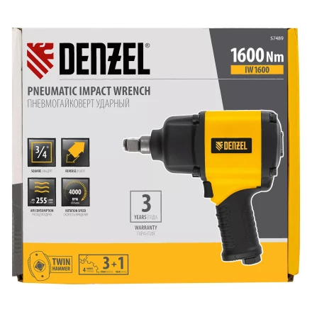 Ударный пневмогайковерт Denzel IW1600 57489, 3/4&quot;, 4000 об/мин, 1600 Нм купить в Уфе