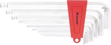 Набор ключей шестигранных имбусовых HEX, 2–12 мм, CrV,  9 шт., экстра-длин, c шаром, сатин  MATRIX 16411 купить в Уфе