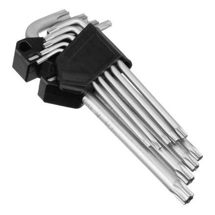 Набор ключей имбусовых Torx-Tempered, TT10-50, CrV, 9 шт., удлиненные Сибртех 123717 купить в Уфе
