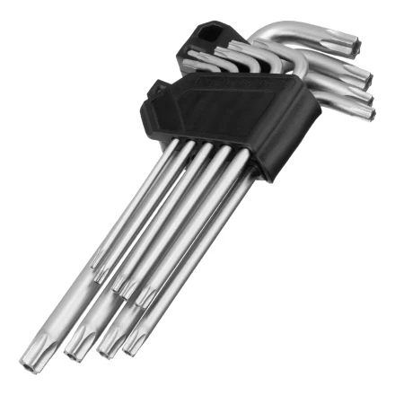 Набор ключей имбусовых Torx-Tempered, TT10-50, CrV, 9 шт., удлиненные Сибртех 123717 купить в Уфе