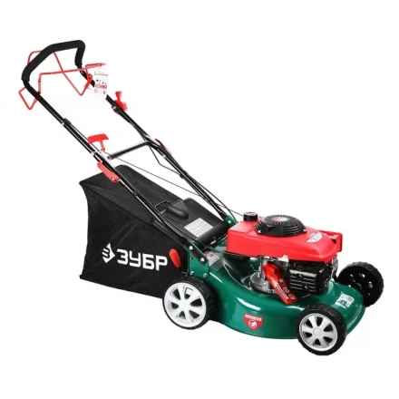 Газонокосилка ЗУБР бензиновая, самоход, 10 ступ. (25-75мм), 60л травосборник, 135см3, 460мм, 3.3кВт ЗГКБ-460СТ купить в Уфе