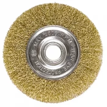 Щетка для УШМ, 150 мм, посадка 22,2 мм, плоская, латунированная витая проволока MATRIX 74664 купить в Уфе