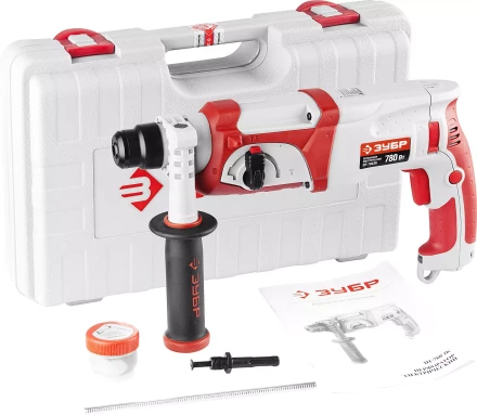 Перфоратор ЗУБР SDS-plus, реверс, 3 Дж, 0-1100 об/мин, 0-4500 уд/мин, 780Вт, кейс ЗП-780ЭК купить в Уфе