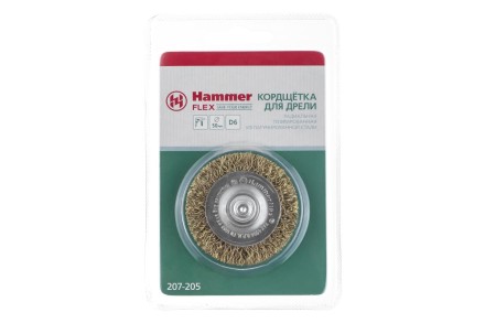 Кордщетка HAMMER плоская 50мм для дрели гофрированная латунированная сталь (207-205) купить в Уфе