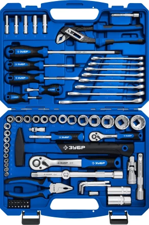 ЗУБР Универсал-76, 76 предм., (1/2+ 1/4), универсальный набор инструмента, Профессионал (27670-H76) купить в Уфе