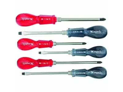 Набор ударных отверток 6штук PH1x75 PH2x100 PH3x150 SL5x75 SL6x100 SL8x150 CrV MATRIX 19113 купить в Уфе