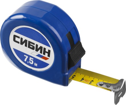 Рулетка СИБИН, пластиковый корпус, 7,5м/25мм 34020-08-25 купить в Уфе