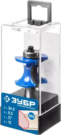 ЗУБР 34.9 x 29 мм, радиус 9.5 мм, фреза полустержневая с подшипником, Профессионал (28722-34.9) купить в Уфе