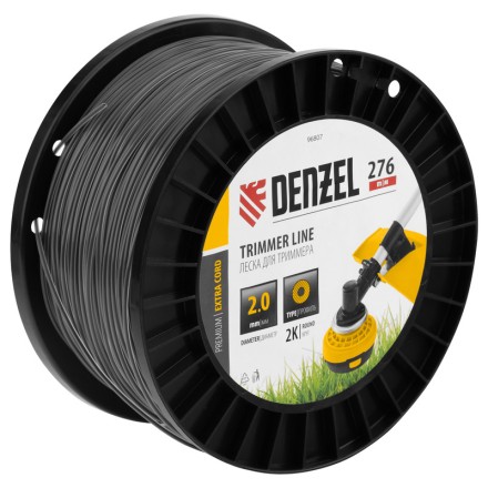 Леска для триммера двухкомпонентная круглая, 2,0мм х 276м, на DIN катушке EXTRA CORD// Denzel 96807 купить в Уфе