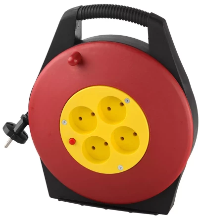 Удлинитель электрический на катушке, евро, 4 гнезда, 10м, СВЕТОЗАР SV-55071-10 купить в Уфе