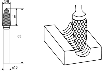 Борфреза Аркоподобная закругленная F 6х8 Энкор 21708 купить в Уфе