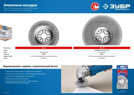 ЗУБР ПАС-87 UniLock, 87 мм, OIS-хвост., насадка сегментная, Профессионал (15564-87) купить в Уфе