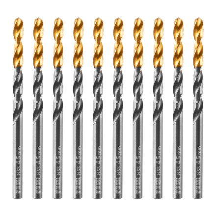 Сверло по металлу, 4,5 мм, HSS-Tin, Golden Tip, 10 шт. Denzel 717211 купить в Уфе