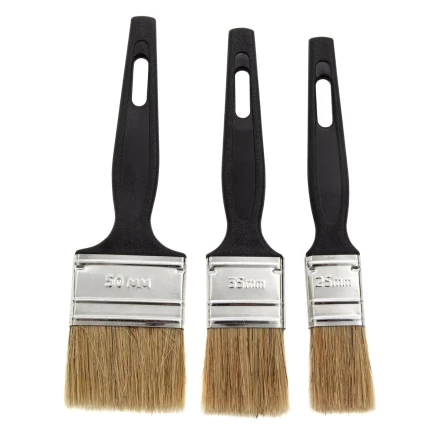 Набор кистей флейцевых 3 шт. (25 мм, 35 мм, 50 мм), натуральная щетина, пластиковая ручка Сибртех 82507 купить в Уфе