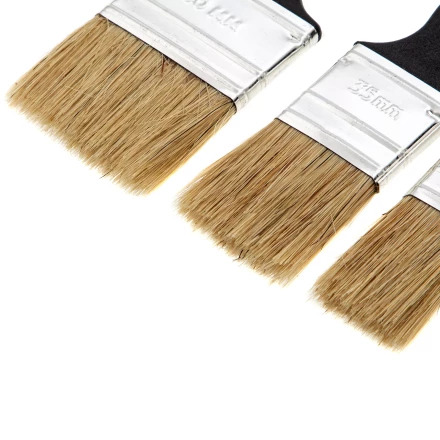 Набор кистей флейцевых 3 шт. (25 мм, 35 мм, 50 мм), натуральная щетина, пластиковая ручка Сибртех 82507 купить в Уфе