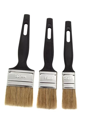 Набор кистей флейцевых 3 шт. (25 мм, 35 мм, 50 мм), натуральная щетина, пластиковая ручка Сибртех 82507 купить в Уфе