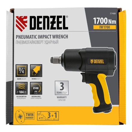 Ударный пневмогайковерт Denzel IW1700, 3/4&quot;, 8500 об/мин, 1700 Нм 57488 купить в Уфе