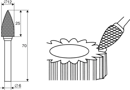 Борфреза Аркоподобная заостренная G 6х12 Энкор 21713 купить в Уфе