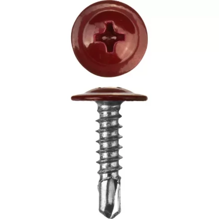 Саморезы ЗУБР с прессшайбой и сверлом по листовому металлу до 2мм, окрашенные в RAL-3005, PH2, 4,2х19мм, 450шт 300211-42-019-3005 купить в Уфе