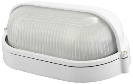 Светильник уличный СВЕТОЗАР влагозащищенный с верхним защитным кожухом, овал, цвет белый, 60Вт SV-57211-W купить в Уфе