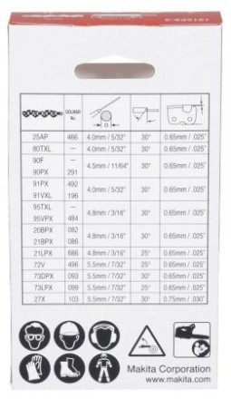 Цепь 15 см шаг 0,325, паз 1.1 мм, 32 звена, MAKITA 1912E8-3 (для DUC150) купить в Уфе