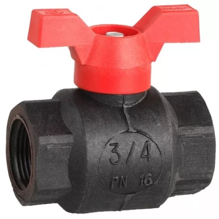 Кран шаровой ЗУБР полнопроходной &quot;мама-мама&quot;, бабочка, пластиковый корпус, 3/4&quot; 4-51523-P-3/4 купить в Уфе