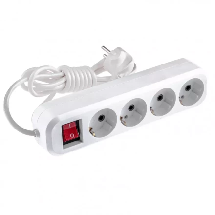 Удлинитель бытовой с заземлением и выключателем 2 м 4 розетки 10 A серия УХз10 Denzel 95975 купить в Уфе