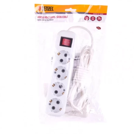 Удлинитель бытовой с заземлением и выключателем 2 м 4 розетки 10 A серия УХз10 Denzel 95975 купить в Уфе