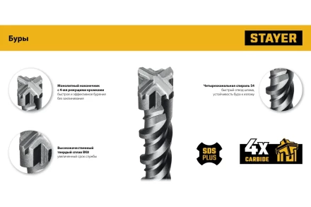 STAYER HERCULES-4Х 6x110 мм, SDS-plus бур (29290-110-06) купить в Уфе