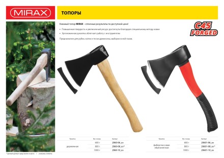 Топор MIRAX кованый с деревянной рукояткой, 1000г 2060-10_z01 купить в Уфе