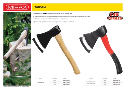 Топор MIRAX кованый с деревянной рукояткой, 1000г 2060-10_z01 купить в Уфе