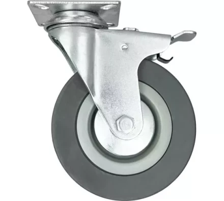 Аппаратное поворотное колесо с тормозом HITCH 120*26 резина серая SCgb55 (SZ084839) купить в Уфе