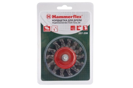 Кордщетка HAMMER плоская 75мм для дрели витая сталь (207-208) купить в Уфе
