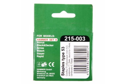 Скобы для степлера HAMMER 215-003 14мм, тип 53, 1000 шт. купить в Уфе