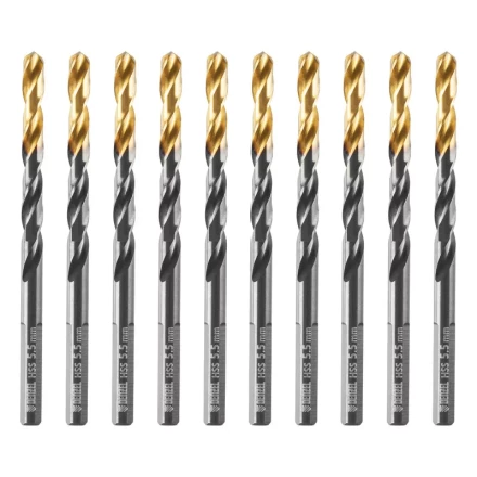 Сверло по металлу, 5,5 мм, HSS-Tin, Golden Tip, 10 шт. Denzel 717214 купить в Уфе