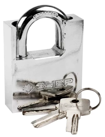 Замок ЗУБР &quot;ЭКСПЕРТ&quot; навесной, стальной корпус, закаленная дужка, с дополнительной защитой, 60мм 37223-60 купить в Уфе