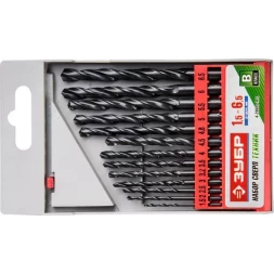 Набор ЗУБР "ТЕХНИК": Свёрла по металлу парооксидированных, быстрорежущая сталь, 1,5-6,5мм, 13шт 4-29605-H13