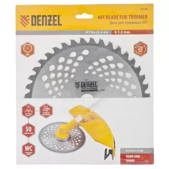 Диск для триммера 230 х 25,4 толщина 1,3 мм 40 зубьев DENZEL 96340 купить в Уфе